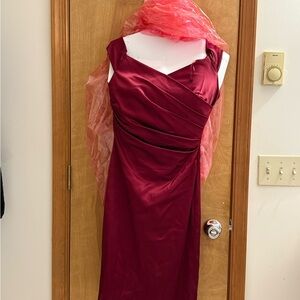 Cache Red Asymmetrical Ruched Sheath Dress